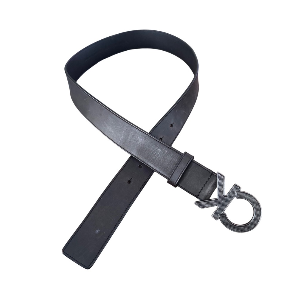 CalvinKleinjeans CK Belt Black Leather Silver Tone Buckle medium 34 preloved